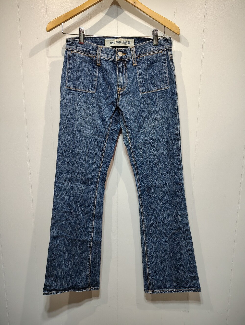 Vtg Gap Long and Lean Jeans 2R Y2K Pocketless Back Front Patch Pockets Low Rise